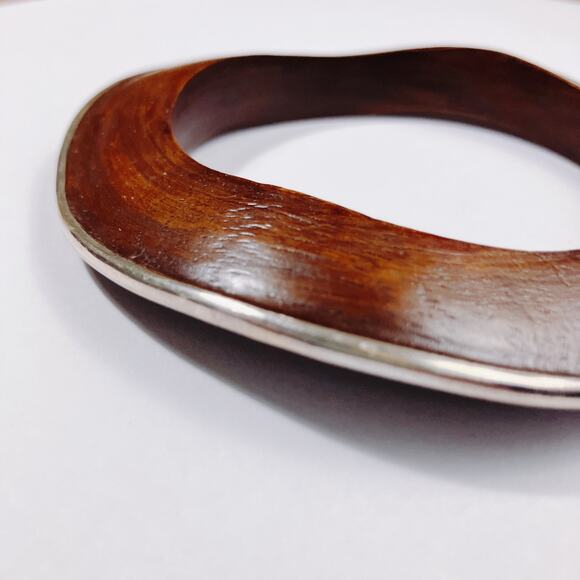 Signed Silpada B1662 Sterling Silver Rosewood Asymmetrical Cuff Bracelet Boho - Picture 10 of 10